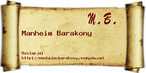 Manheim Barakony névjegykártya